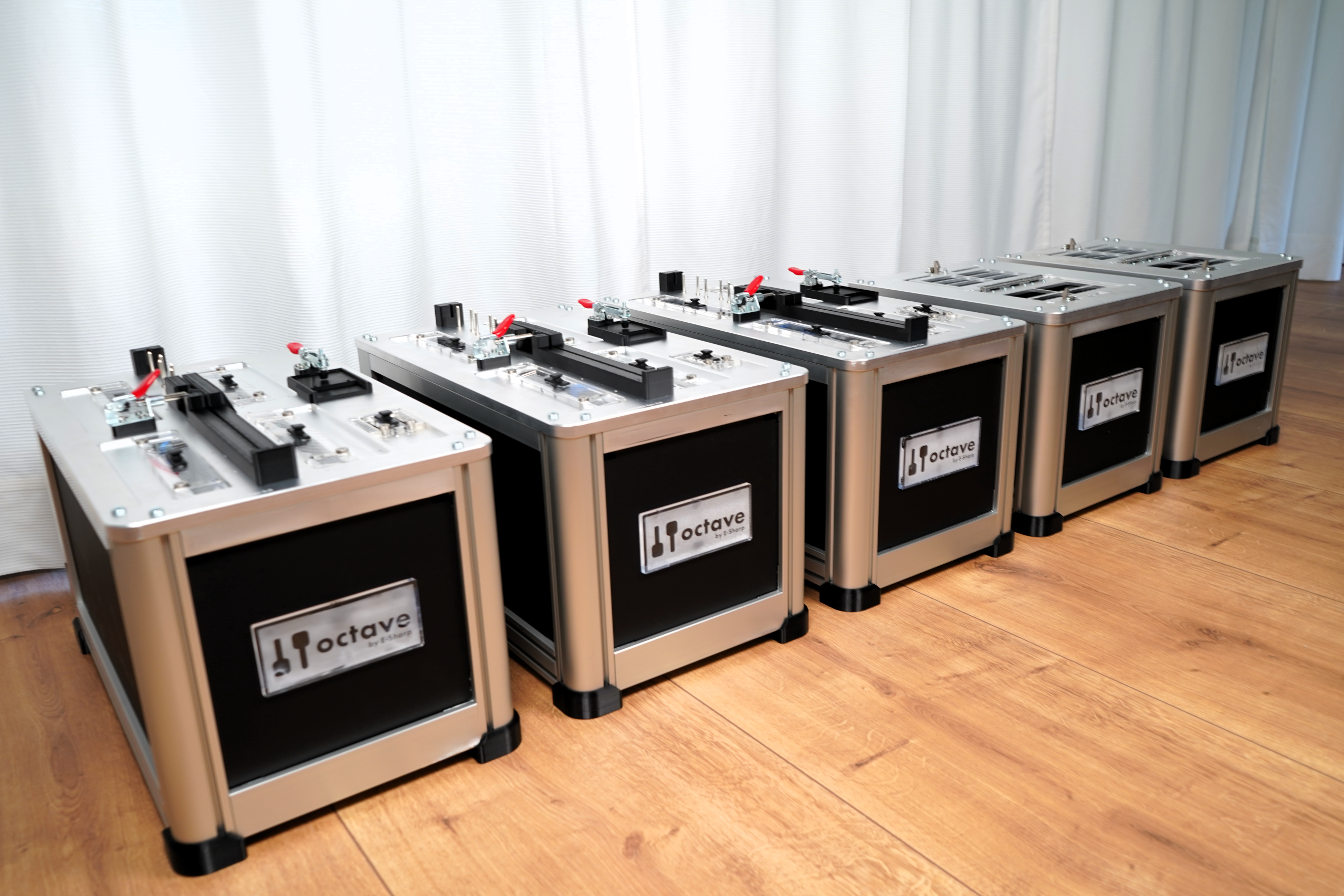 A row of E-Sharp Octave test fixtures